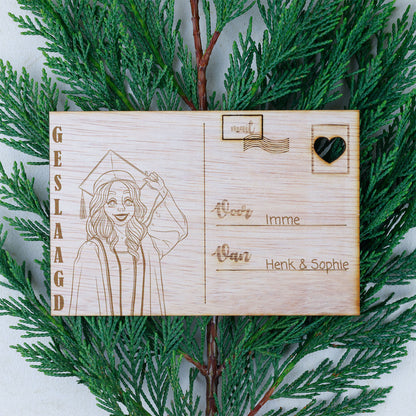 Houten kaart - Geslaagd