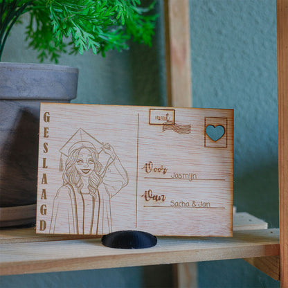 Houten kaart - Geslaagd