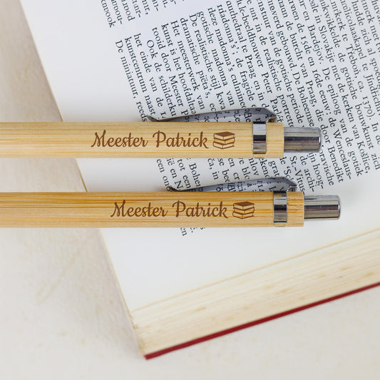 Bamboe Set: Pen + Potlood - Juf/Meester