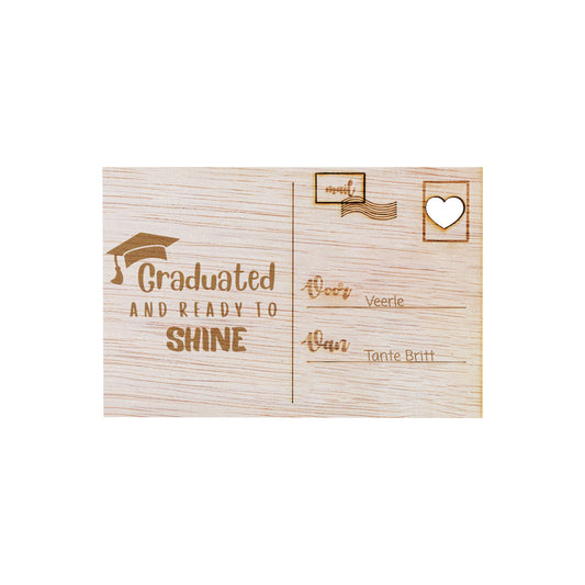 Houten kaart - Graduated and ready to shine