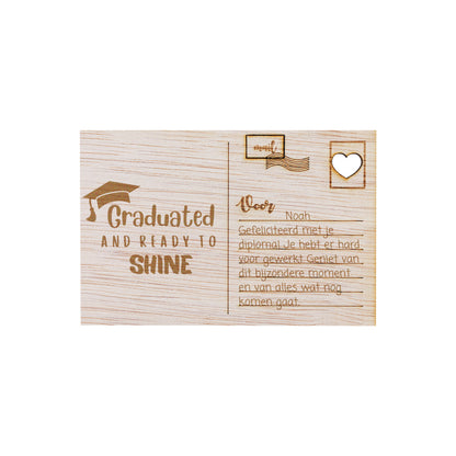 Houten kaart - Graduated and ready to shine