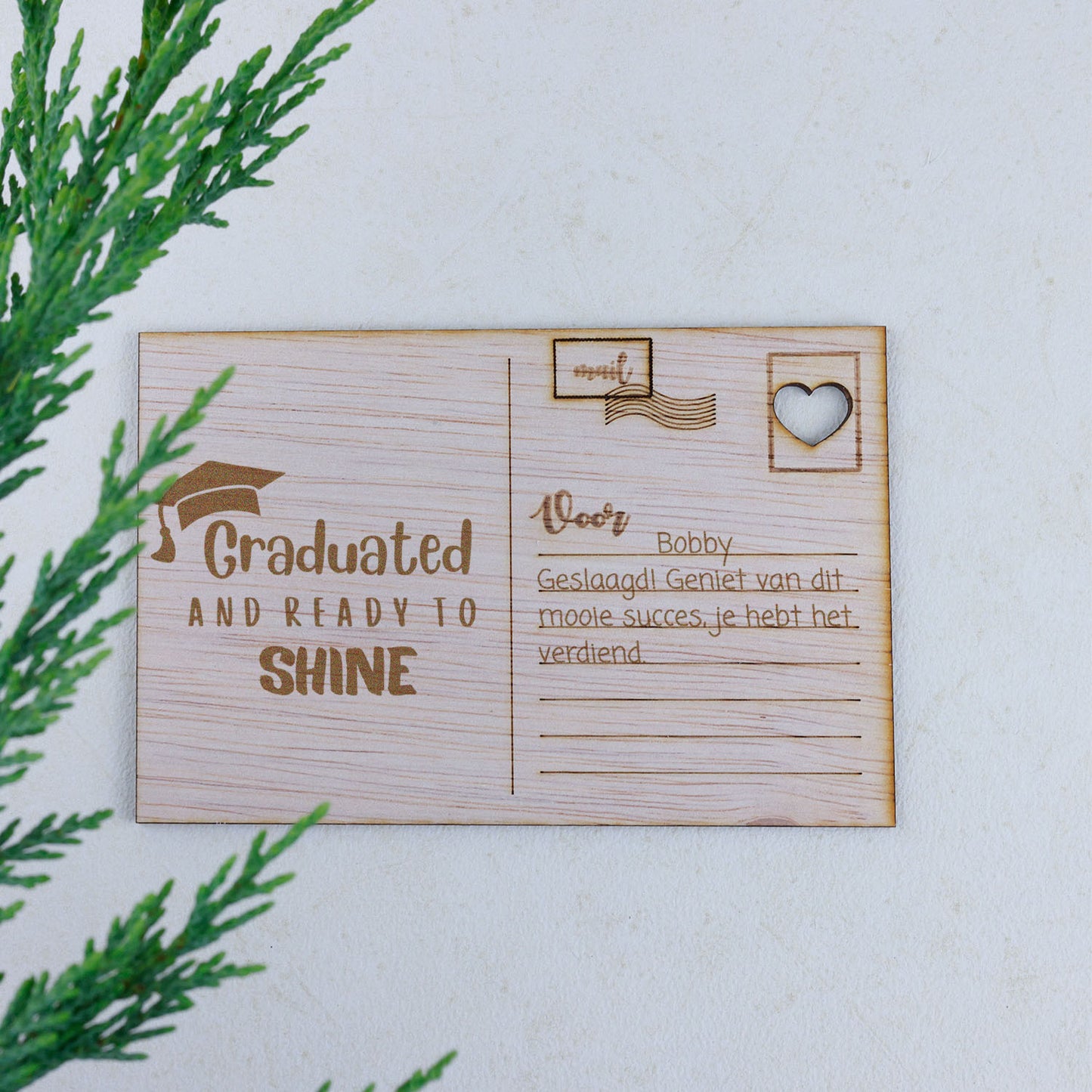 Houten kaart - Graduated and ready to shine