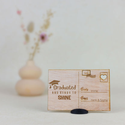 Houten kaart - Graduated and ready to shine