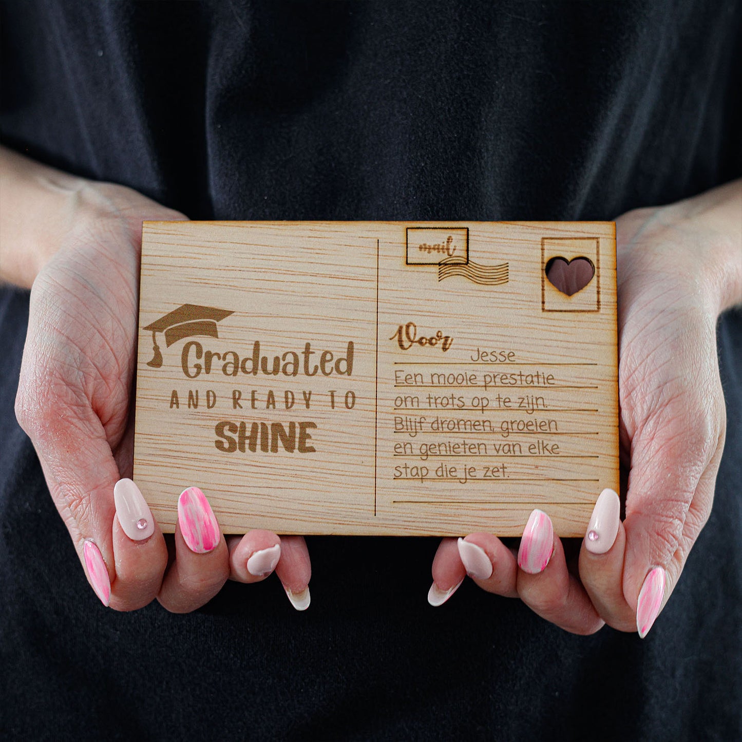 Houten kaart - Graduated and ready to shine