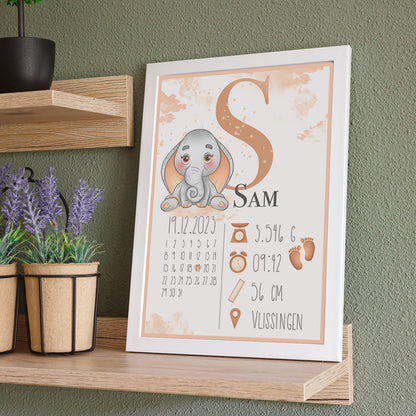 Geboorteposter - Olifant