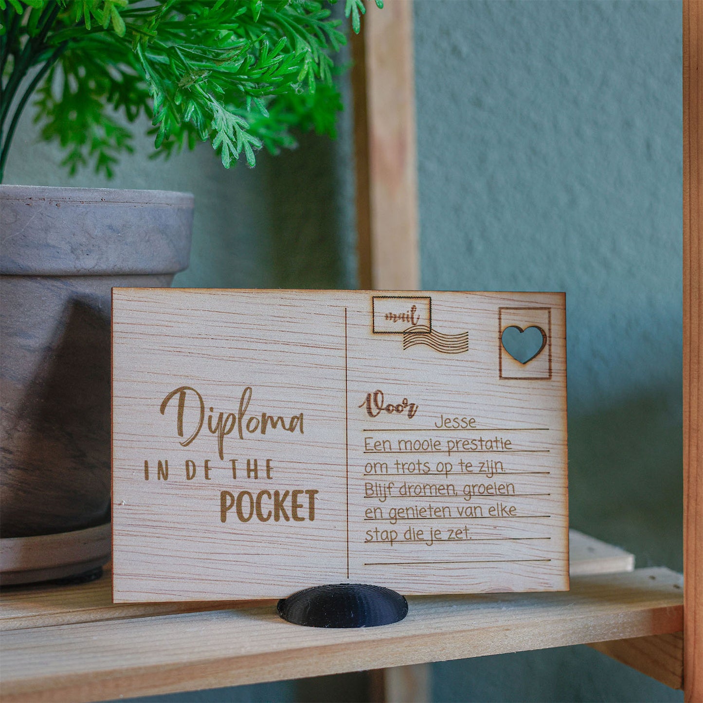Houten kaart - Diploma in the pocket