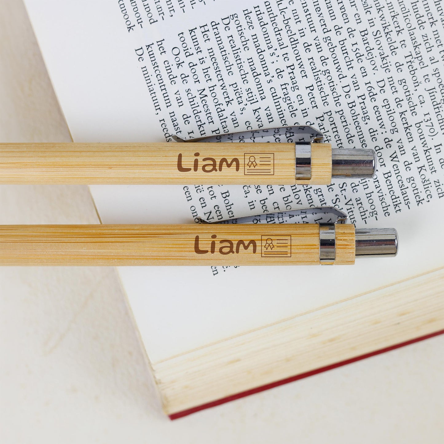 Bamboe Set: Pen + Potlood - Naam Geslaagd-Editie