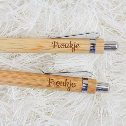 Bamboe Set: Pen + Potlood - Naam Kerst-Editie