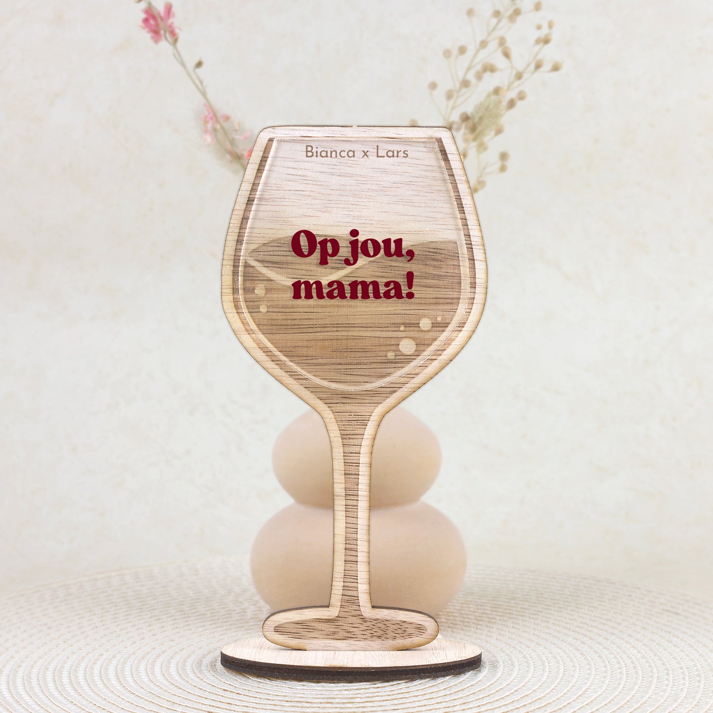 Houten wijnglas