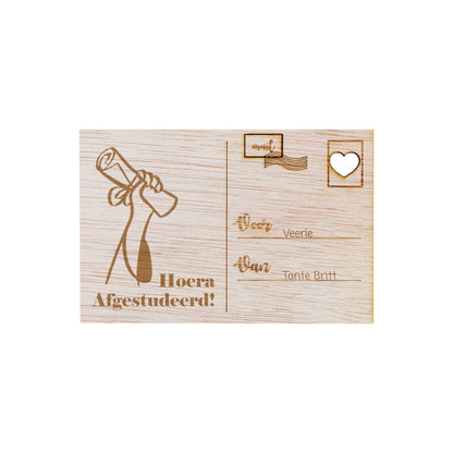 Houten kaart - Hoera, Afgestudeerd
