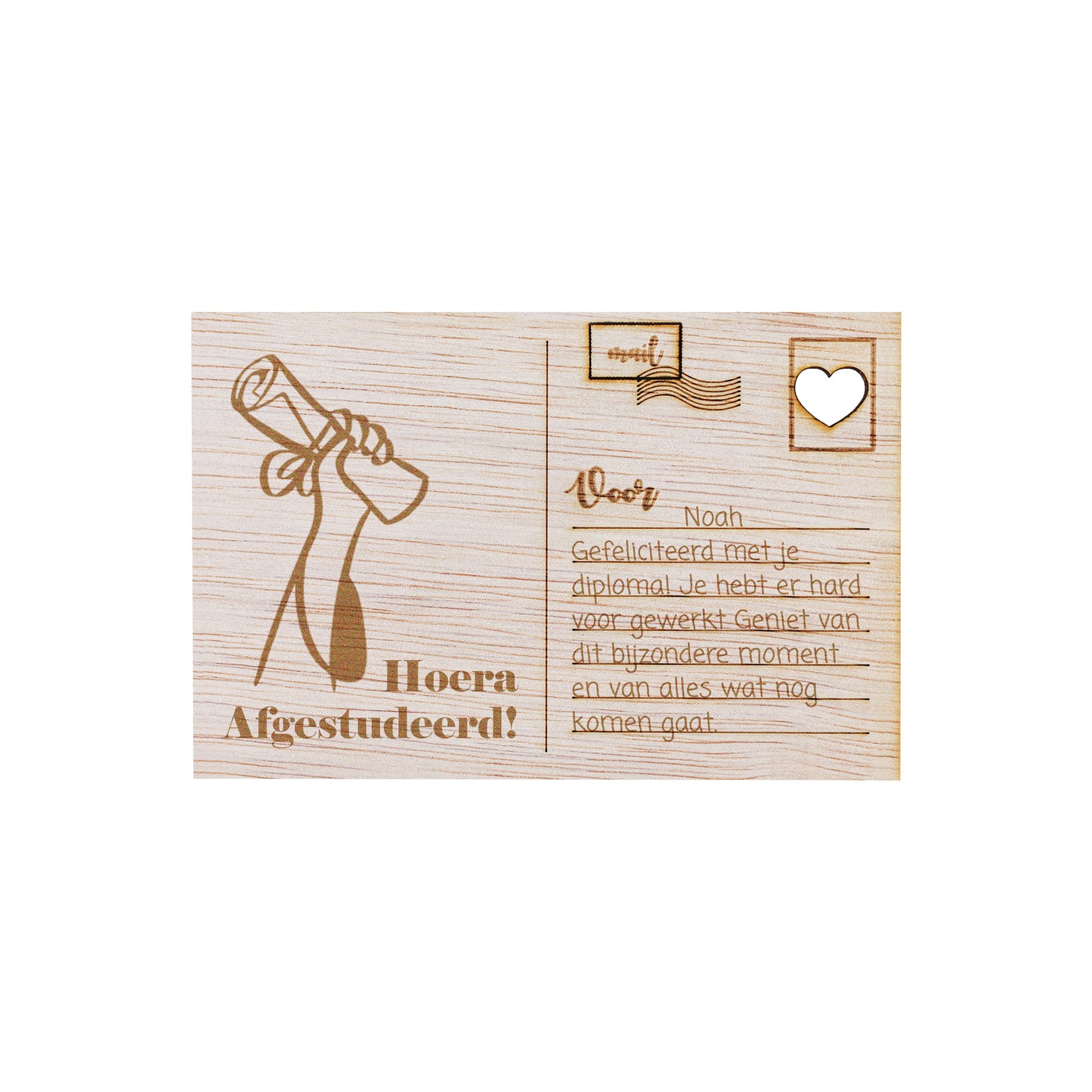 Houten kaart - Hoera, Afgestudeerd