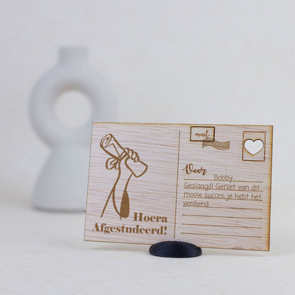 Houten kaart - Hoera, Afgestudeerd