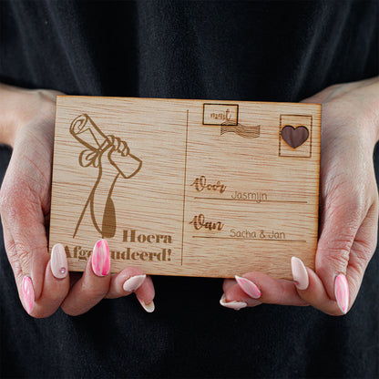 Houten kaart - Hoera, Afgestudeerd