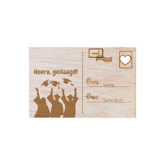 Houten kaart - Hoera, Geslaagd