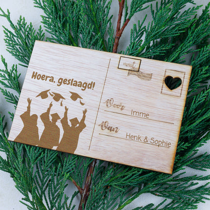 Houten kaart - Hoera, Geslaagd