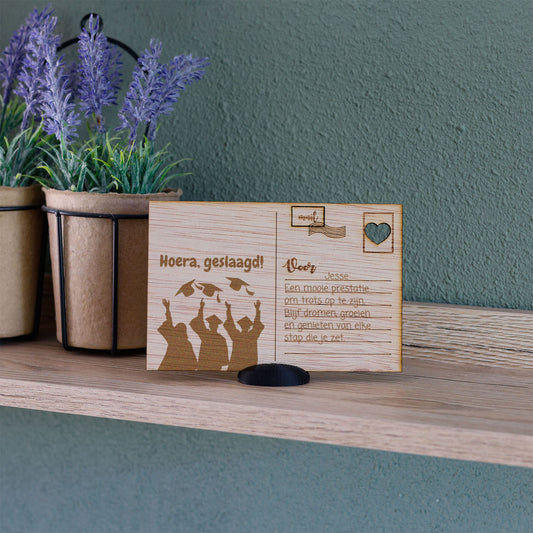 Houten kaart - Hoera, Geslaagd