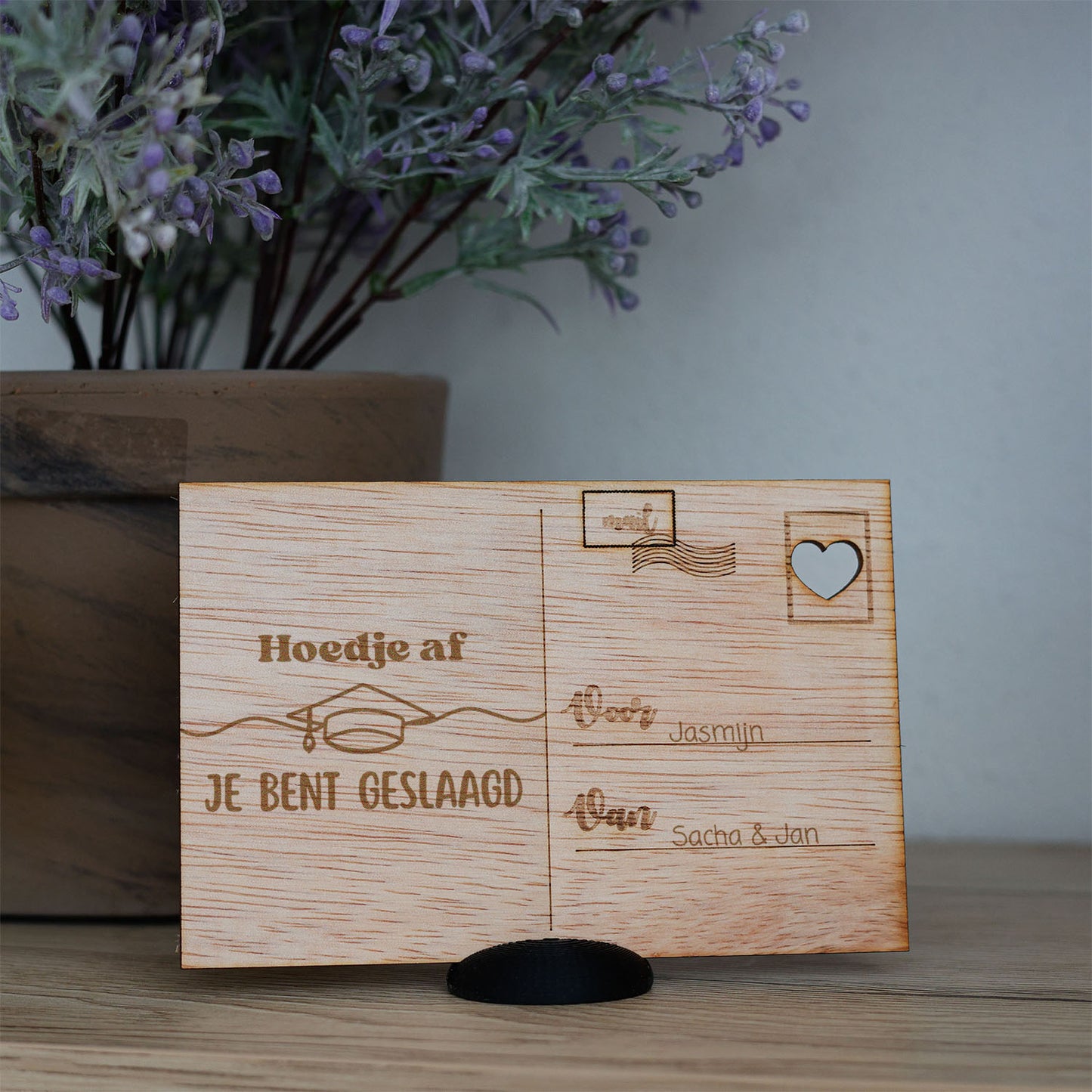 Houten kaart - Hoedje Af, Je Bent Geslaagd