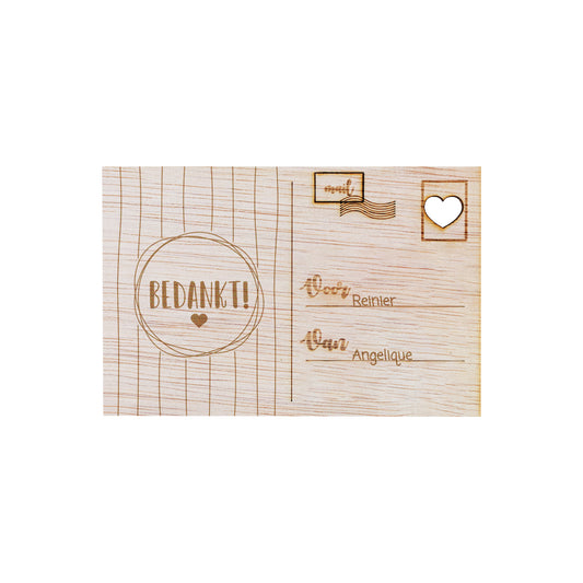 Houten kaart - Bedankt!