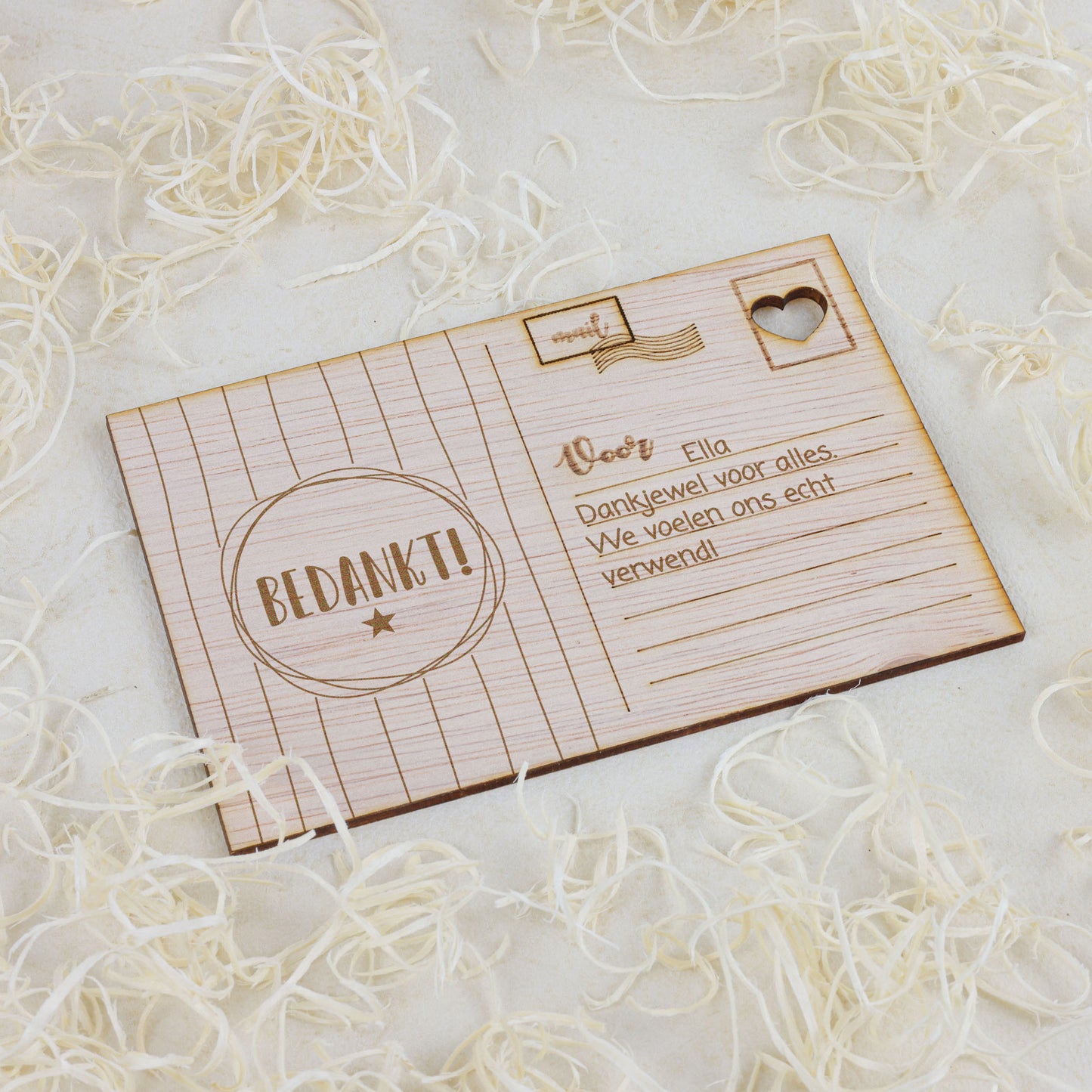 Houten kaart - Bedankt!