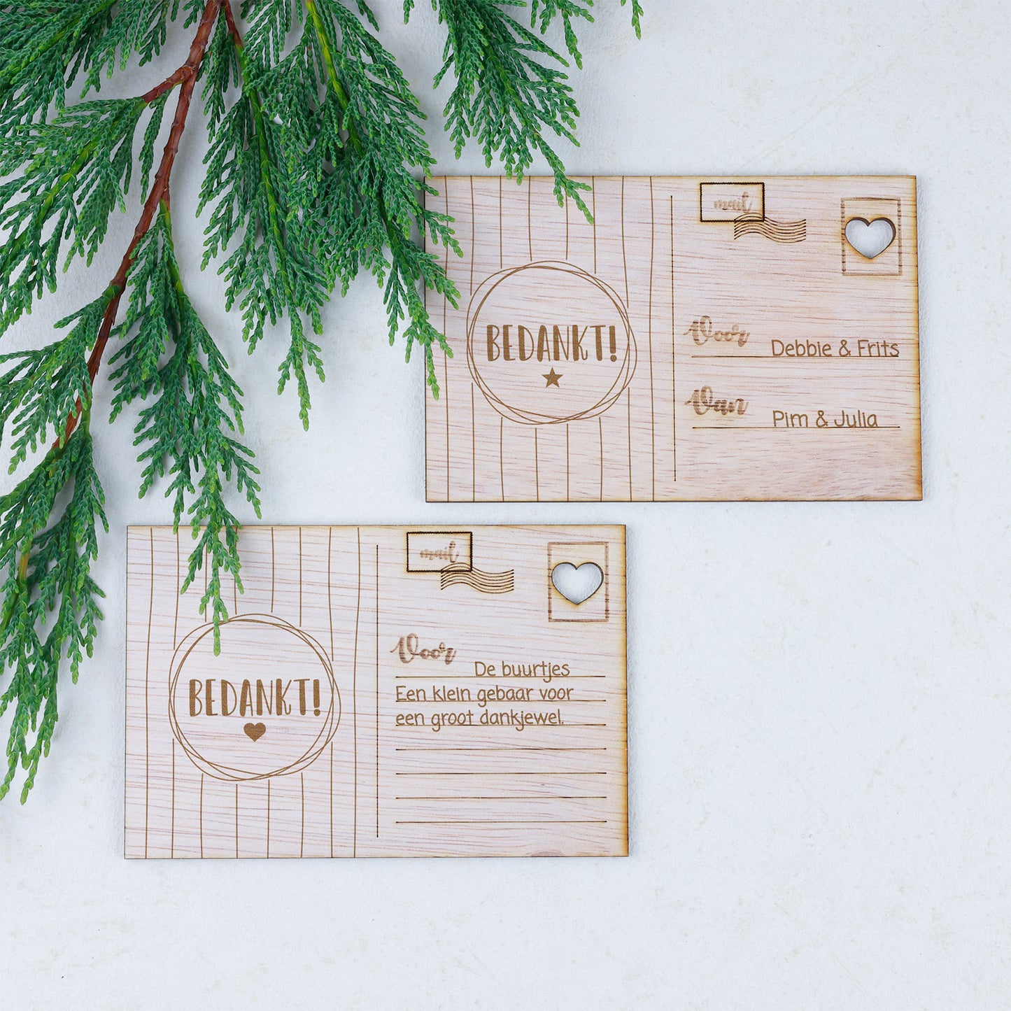 Houten kaart - Bedankt!