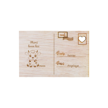 Houten kaart - Merci beau koe