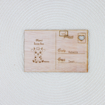 Houten kaart - Merci beau koe