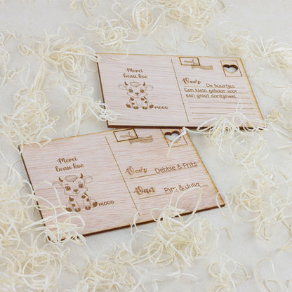 Houten kaart - Merci beau koe