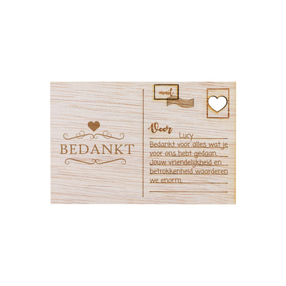 Houten kaart - Bedankt