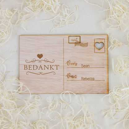 Houten kaart - Bedankt