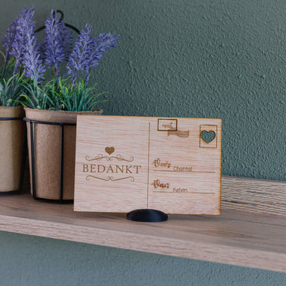 Houten kaart - Bedankt