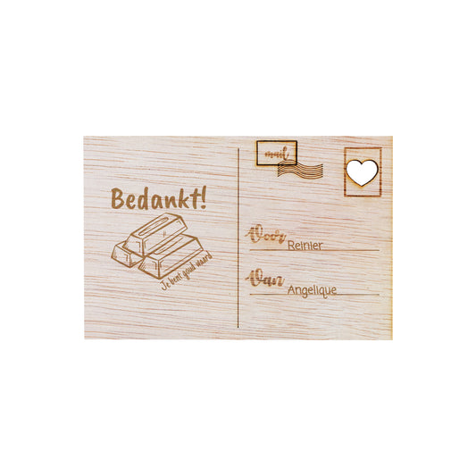 Houten kaart - Bedankt! Je bent goud waard.