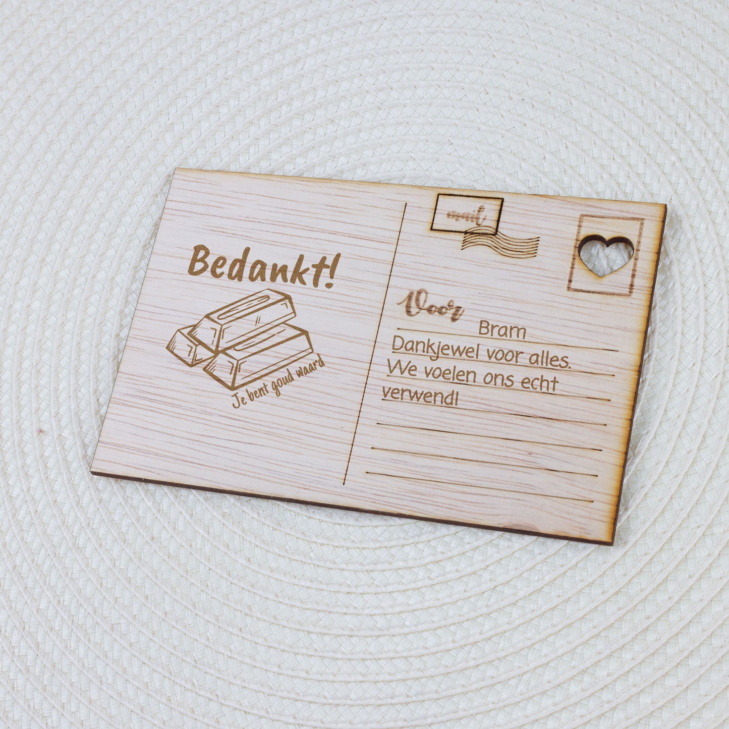 Houten kaart - Bedankt! Je bent goud waard.