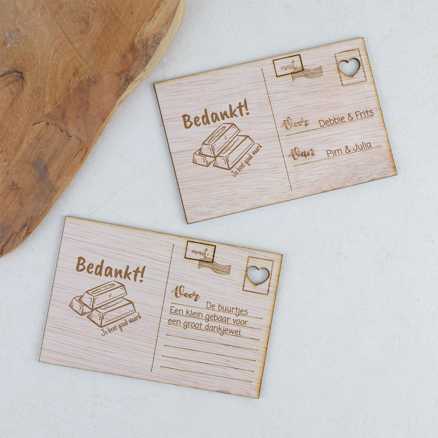 Houten kaart - Bedankt! Je bent goud waard.