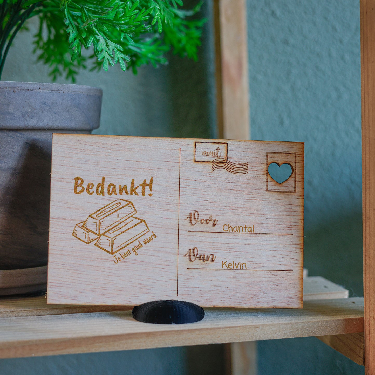 Houten kaart - Bedankt! Je bent goud waard.