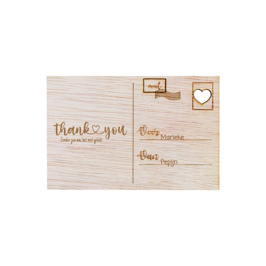 Houten kaart - Thank♡You