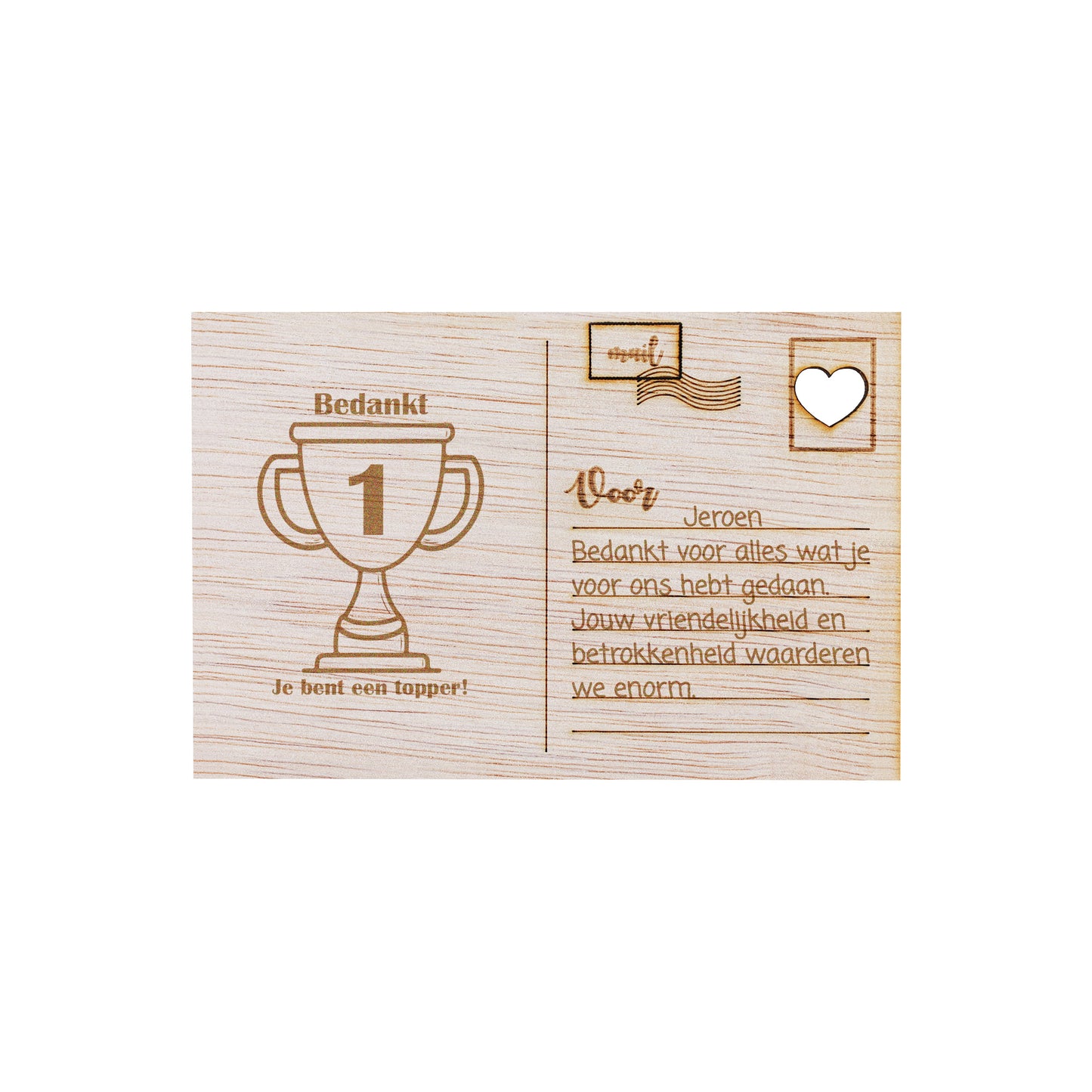 Houten kaart - Bedankt! Je bent een topper.