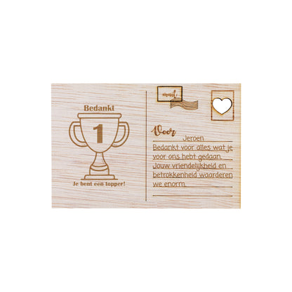 Houten kaart - Bedankt! Je bent een topper.