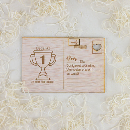 Houten kaart - Bedankt! Je bent een topper.