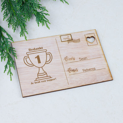Houten kaart - Bedankt! Je bent een topper.