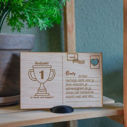 Houten kaart - Bedankt! Je bent een topper.
