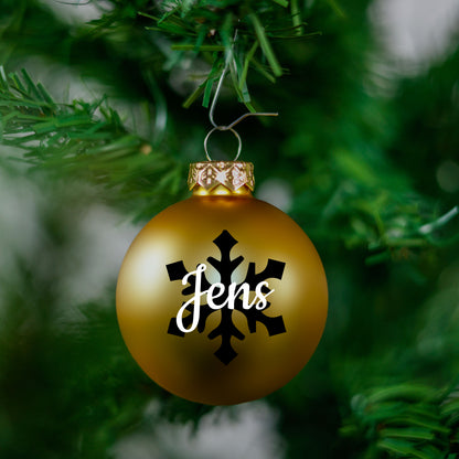 Kerstbal Goud Mat - Naam + Sneeuwvlok