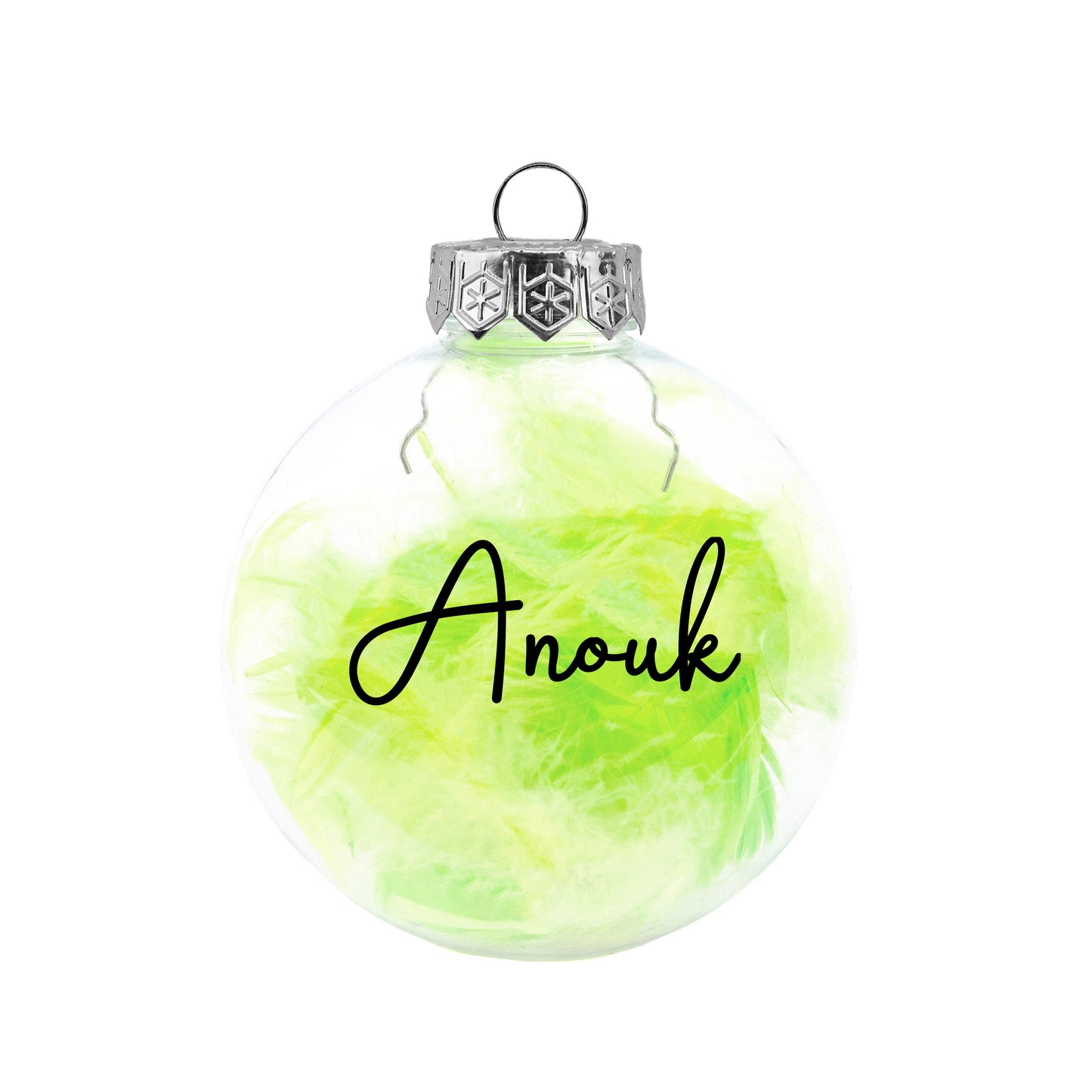 Kerstbal Groene Veertjes - Naam