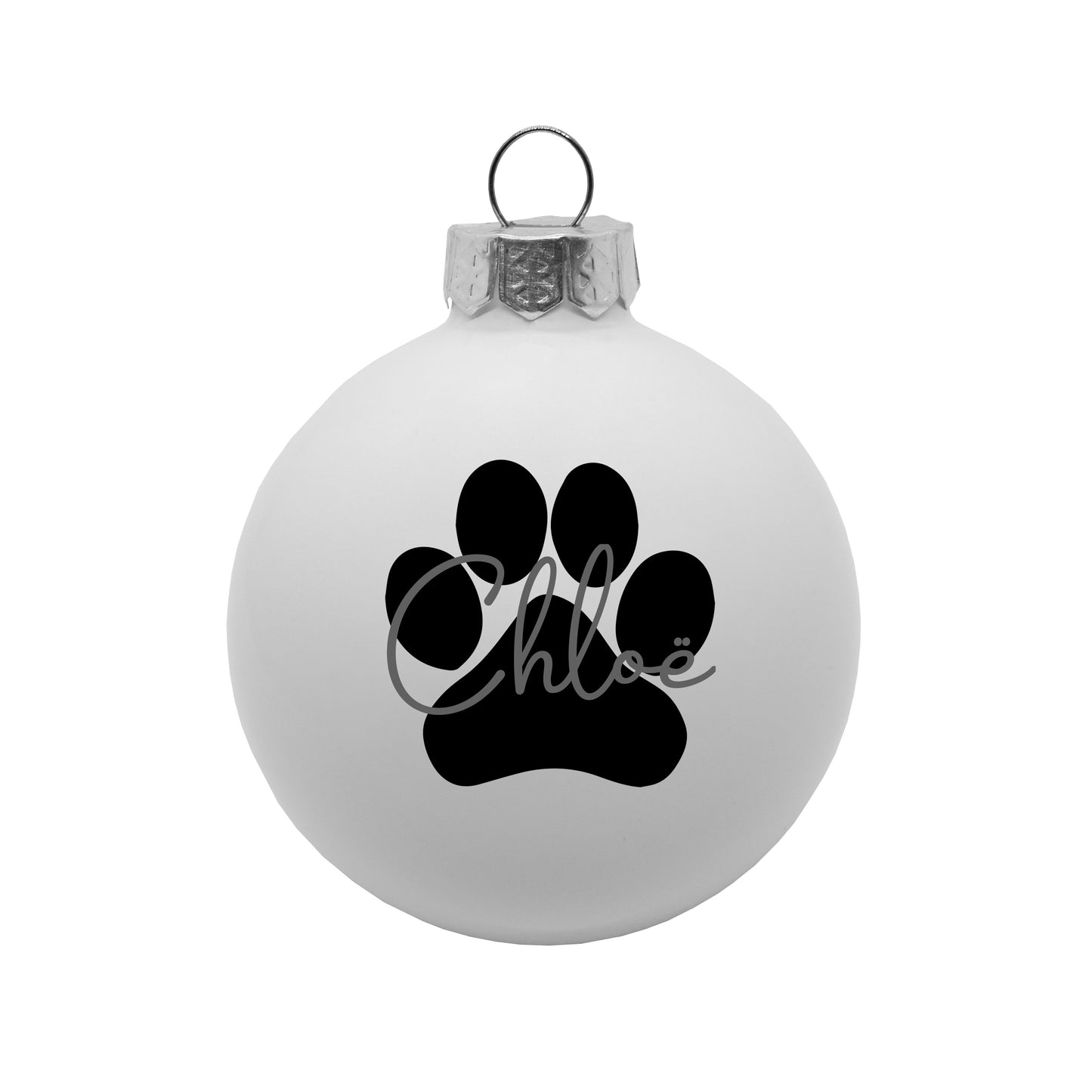 Kerstbal Wit - Naam + Pootje