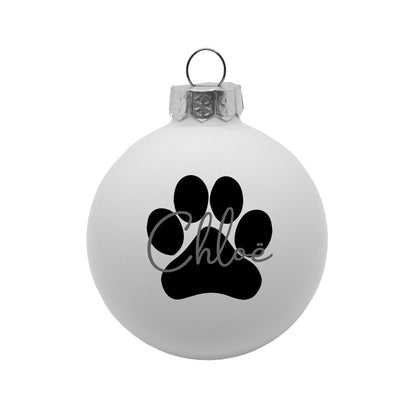 Kerstbal Wit - Naam + Pootje