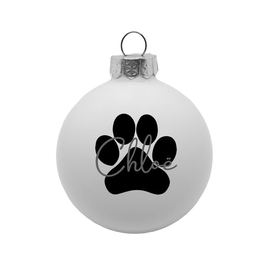 Kerstbal Wit - Naam + Pootje