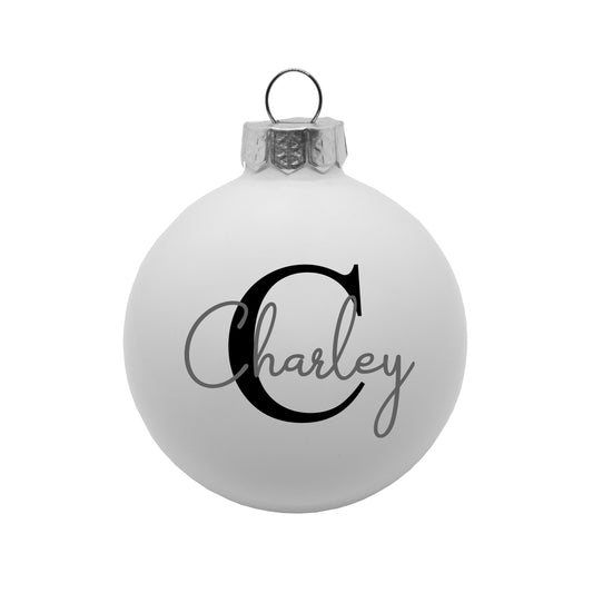 Kerstbal Wit - Naam + Hoofdletter