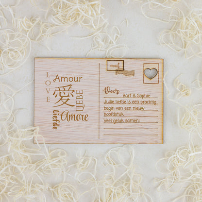 Houten kaart - Amore, Love, Liefde, ...