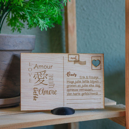 Houten kaart - Amore, Love, Liefde, ...