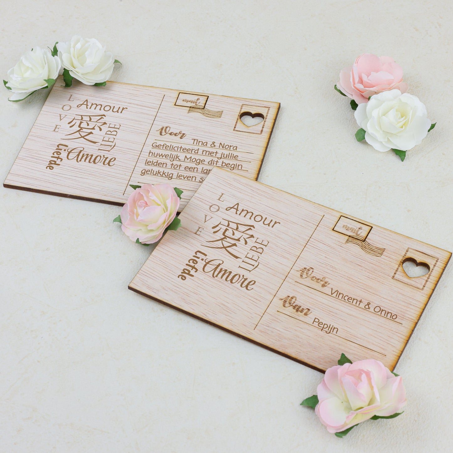 Houten kaart - Amore, Love, Liefde, ...