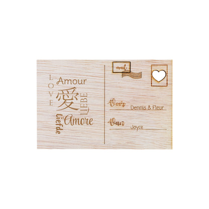 Houten kaart - Amore, Love, Liefde, ...